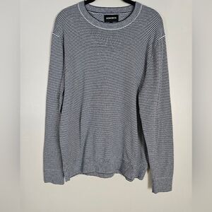 Bonobos navy white striped pullover knit sweater coastal preppy casual SZ LG